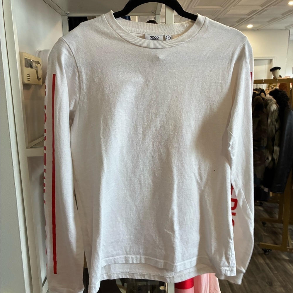 Good American white long sleeve red printed shirt size 0